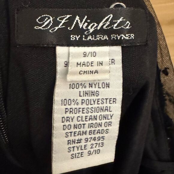 Vintage DJ Nights Size Medium Black High Neck Butterfly Moth Beaded Prom Gown - Picture 11 of 12